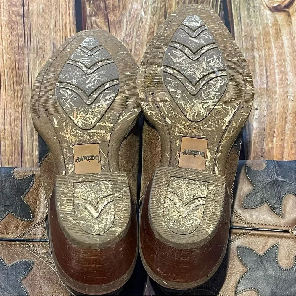 Laredo Porter Men's Tan Leather Western Boots Snip Toe Size 8D - Picture 8 of 9